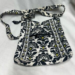 Vera Bradley Floral Black Yellow  Hipster Crossbody Shoulder Bag